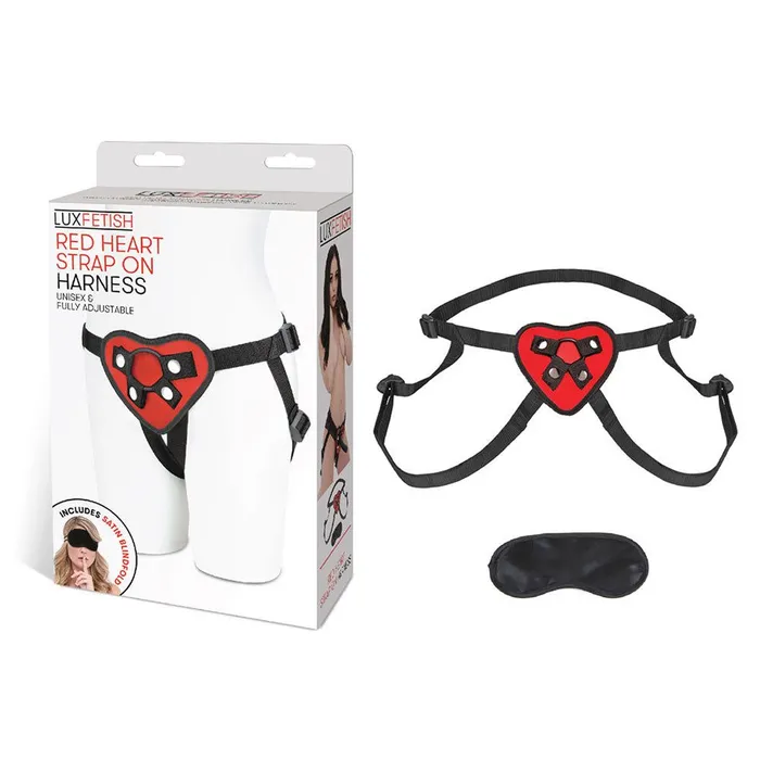 Lux Fetish Female Sex Toys Red Heart Strapon Harness Set