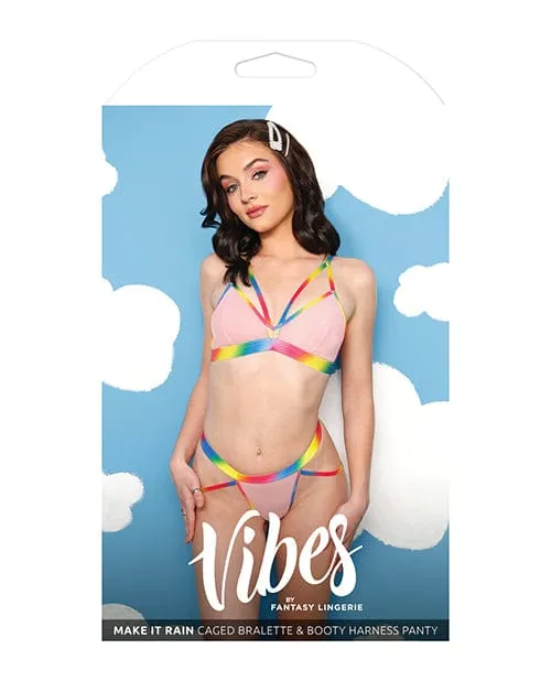 Male Sex Toys Fantasy Lingerie Vibes Make It Rain Caged Bralette Panty with Booty Rainbow Male Sex Toys Fantasy Lingerie Vibes Make It Rain Caged Bralette Panty with Booty Rainbow