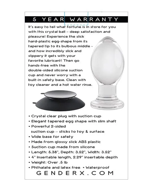 Male Sex Toys Gender X Gender X Crystal Ball Plug with suction Cup Clear Male Sex Toys Gender X Gender X Crystal Ball Plug with suction Cup Clear