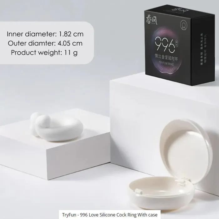 Male Sex Toys honeysx TRYFUN 996 LOVE SILICONE COCK RING WITH CASE