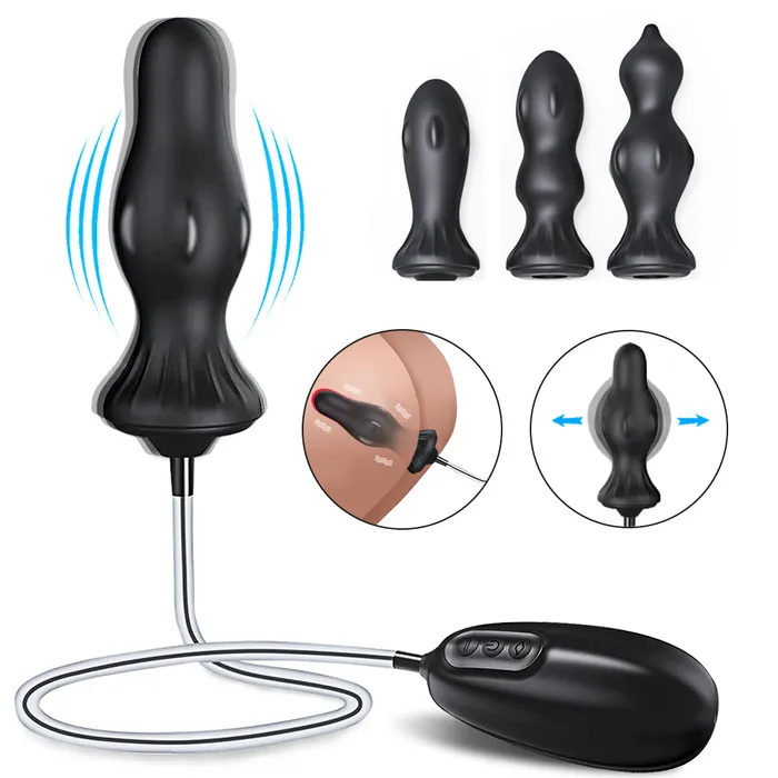 MultiHead Wired Remote Control Inflatable Anal Plug Touch Honey Male Sex Toys