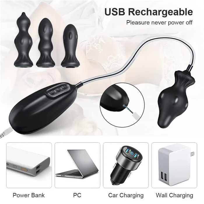 MultiHead Wired Remote Control Inflatable Anal Plug Touch Honey Male Sex Toys