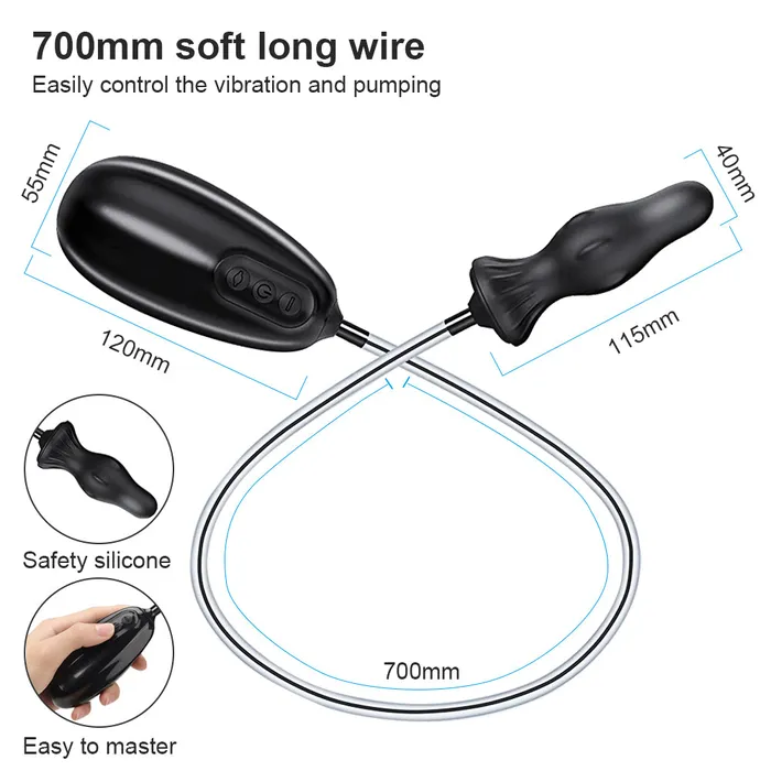 MultiHead Wired Remote Control Inflatable Anal Plug Touch Honey Male Sex Toys