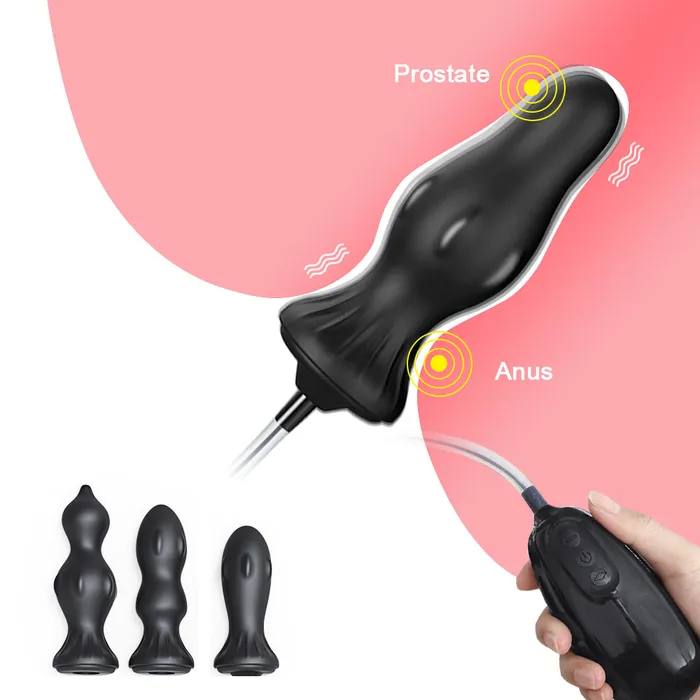 MultiHead Wired Remote Control Inflatable Anal Plug Touch Honey Male Sex Toys
