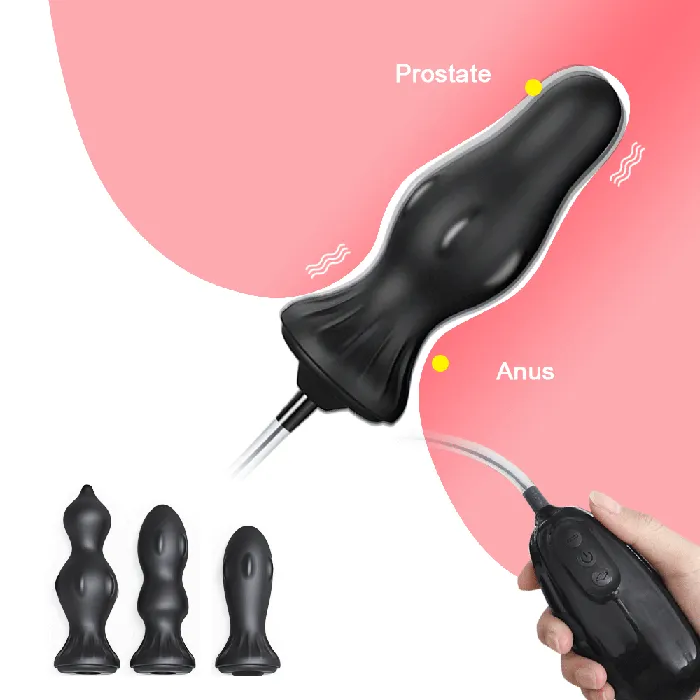 MultiHead Wired Remote Control Inflatable Anal Plug Touch Honey Male Sex Toys