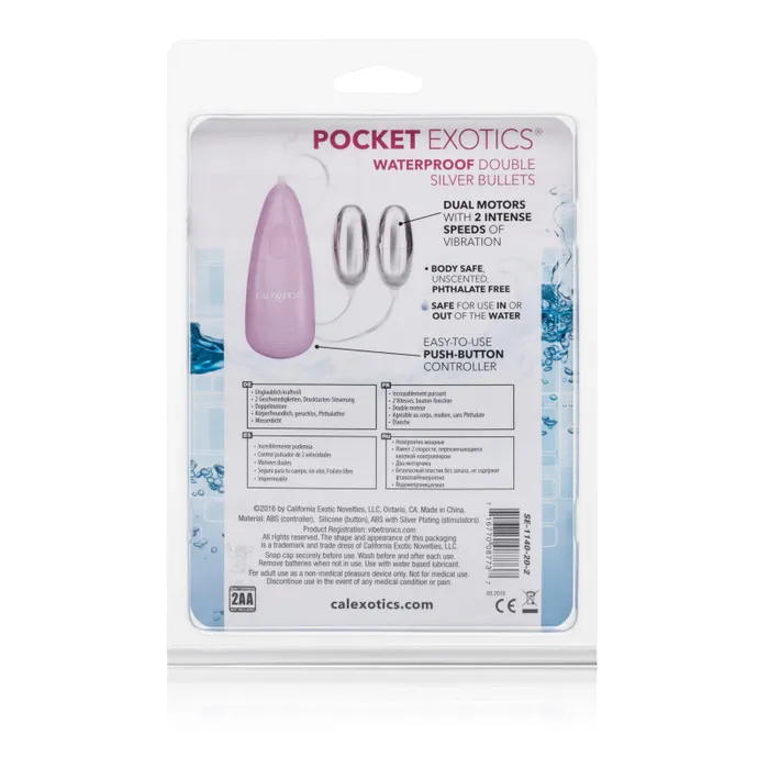 Pocket Exotics Waterproof Double Silver Bullets Pink CalExotics Vibrators Pocket Exotics Waterproof Double Silver Bullets Pink CalExotics Vibrators