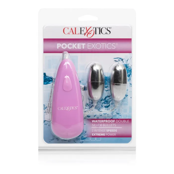 Pocket Exotics Waterproof Double Silver Bullets Pink CalExotics Vibrators Pocket Exotics Waterproof Double Silver Bullets Pink CalExotics Vibrators