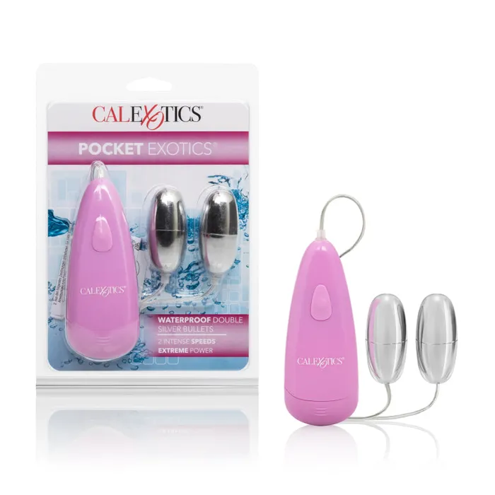Pocket Exotics Waterproof Double Silver Bullets Pink CalExotics Vibrators Pocket Exotics Waterproof Double Silver Bullets Pink CalExotics Vibrators