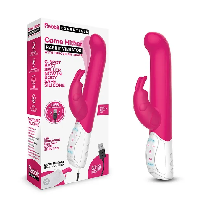 Rabbit Essentials Female Sex Toys Come Hither Curved Tip Rabbit Vibrator