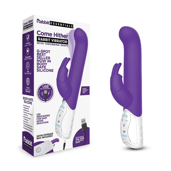 Rabbit Essentials Female Sex Toys Come Hither Curved Tip Rabbit Vibrator