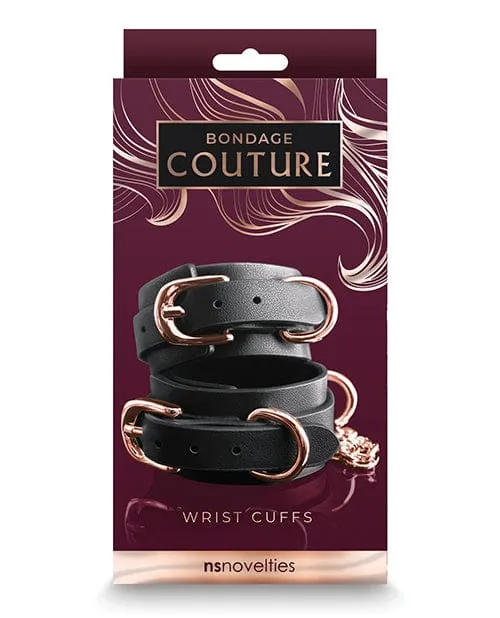 Restraints Bondage Couture Wrist Cuffs Black NS Novelties