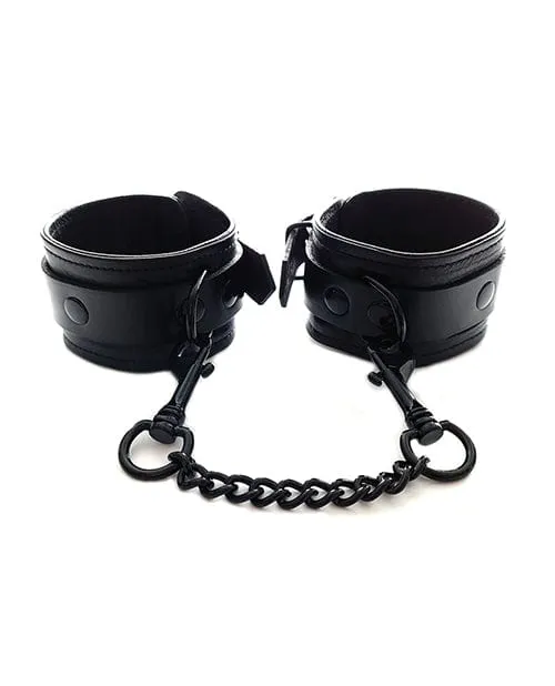 Restraints Rouge Rouge Leather Ankle Cuffs Black With Black