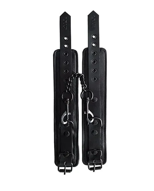 Restraints Rouge Rouge Leather Ankle Cuffs Black With Black