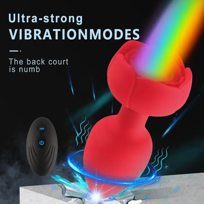 Rose Vibrating Light Up Led Butt Plugs honeysx Male Sex Toys
