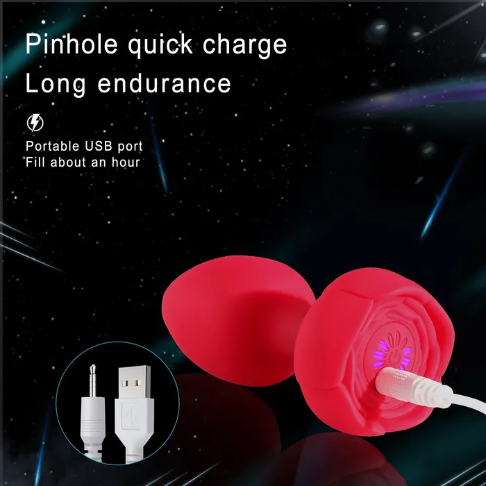 Rose Vibrating Light Up Led Butt Plugs honeysx Male Sex Toys