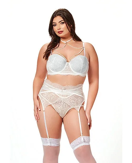 Seven til Midnight Lace Pearl Bra Garter Belt Thong White Teddies And Bodies Seven til Midnight Lace Pearl Bra Garter Belt Thong White Teddies And Bodies