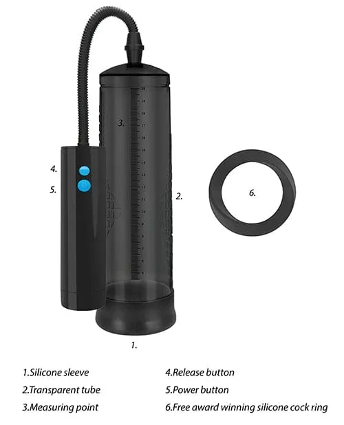 Shots America Male Sex Toys Shots Pumped Rechargeable Extreme Power Pump with Free Silicone Cock Ring Black