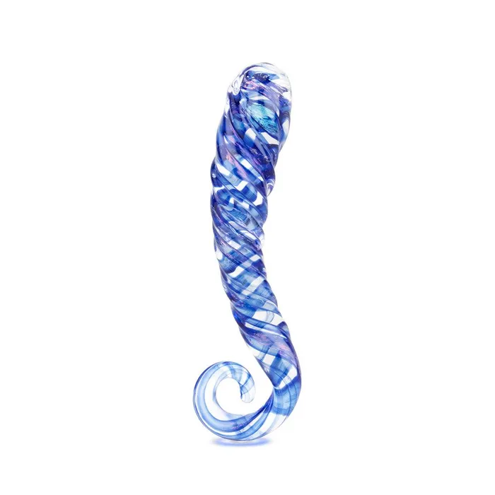 Spiral Aqua Blue Artisanal Dildo Gls Dildos