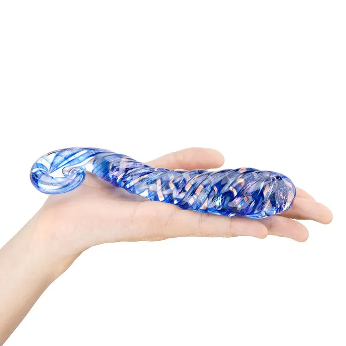 Spiral Aqua Blue Artisanal Dildo Gls Dildos