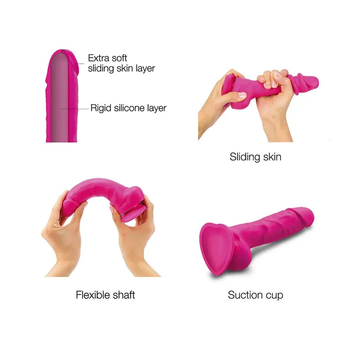 StrapOnMe Sliding Skin Realistic Dil Medium Fuchsia StrapOnMe Female Sex Toys