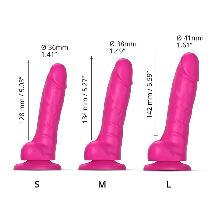 StrapOnMe Sliding Skin Realistic Dil Medium Fuchsia StrapOnMe Female Sex Toys
