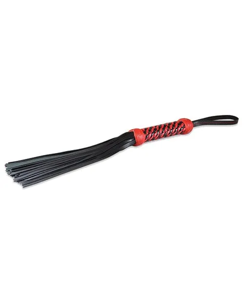 Sultra Leather Anal Sultra 16 Lambskin Twisted Grip Flogger Black with Red Woven Handle Sultra Leather Anal Sultra 16 Lambskin Twisted Grip Flogger Black with Red Woven Handle