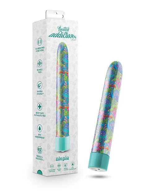 Vibrators Blush Limited Addiction Utopia 7 inch Rechargeable Vibe Aqua Blush Novelties