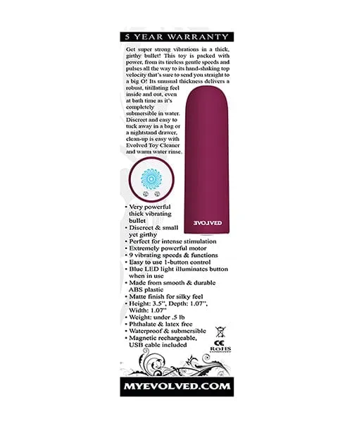 Vibrators Evolved Mighty Thick Bullet Burgundy Evolved Novelties Vibrators Evolved Mighty Thick Bullet Burgundy Evolved Novelties