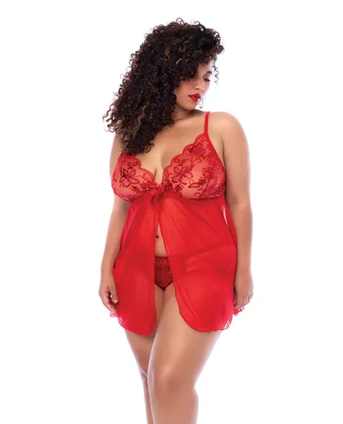 Vibrators Mapale Sequin Embellished Babydoll with GString Red