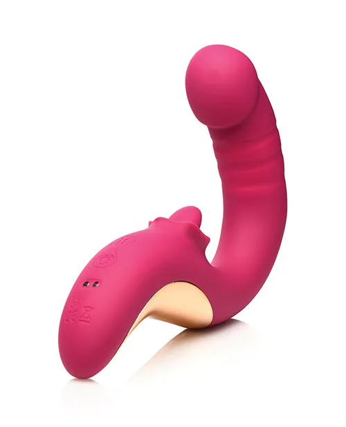 Vibrators XR Brands Lickgasm Tease Please Thrusting Licking Vibrator Pink