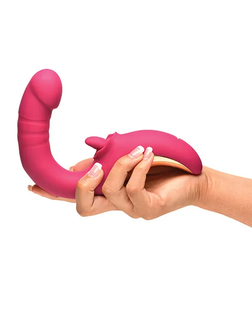 Vibrators XR Brands Lickgasm Tease Please Thrusting Licking Vibrator Pink Vibrators XR Brands Lickgasm Tease Please Thrusting Licking Vibrator Pink