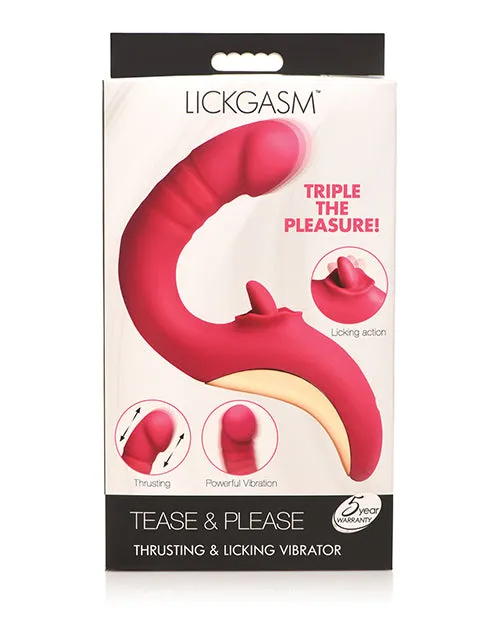 Vibrators XR Brands Lickgasm Tease Please Thrusting Licking Vibrator Pink Vibrators XR Brands Lickgasm Tease Please Thrusting Licking Vibrator Pink