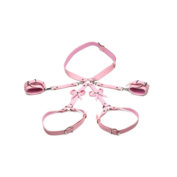 XR Brand Couples Bondage Harness with Bows ML Pink