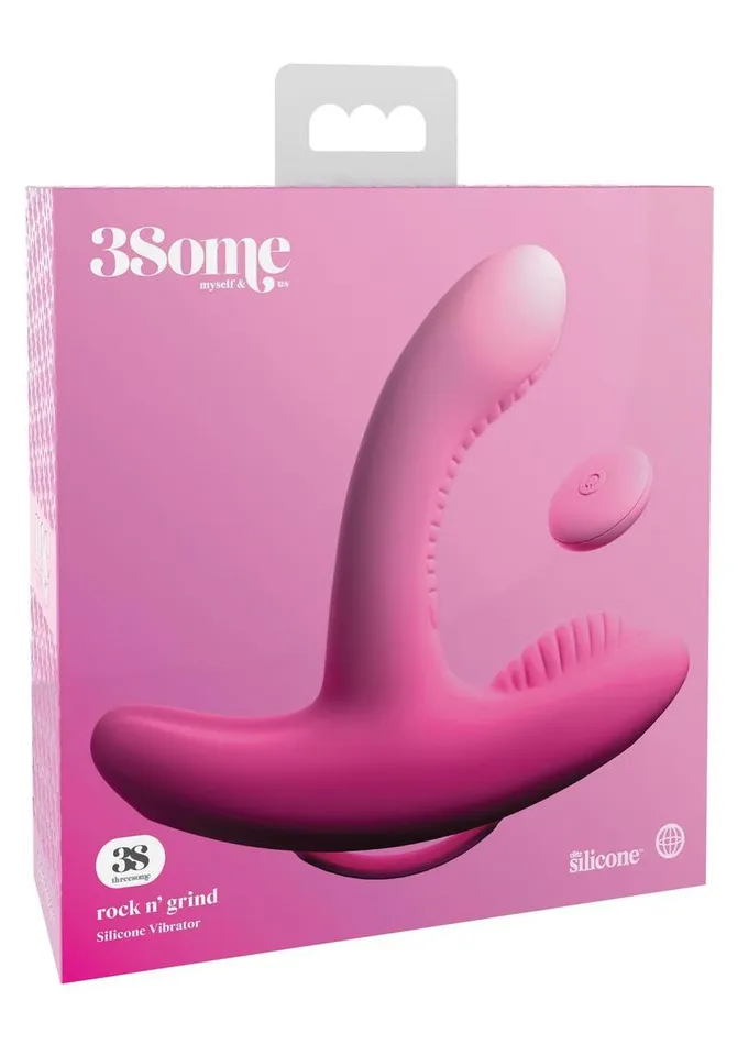 3some Female Sex Toys 3Some Rock N Grind Silicone Rechargeable Vibrator with Remote Control