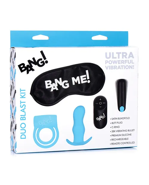 Bang Duo Blast Remote Control Cock Ring Butt Plug Vibe Kit Blue Playthings Anal