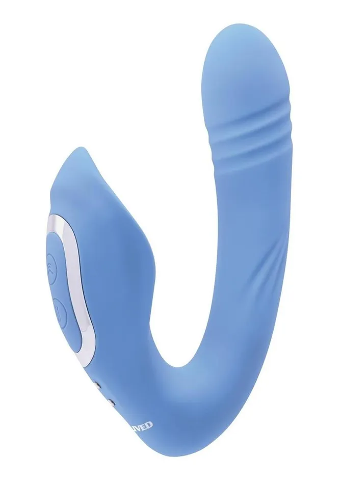 Evolved Female Sex Toys Tap and Thrust Rechargeable Silicone Vibrator with Clitoral Stimulation Evolved Female Sex Toys Tap and Thrust Rechargeable Silicone Vibrator with Clitoral Stimulation