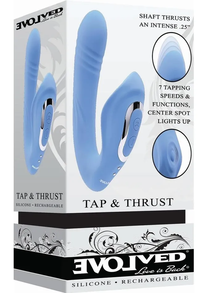 Evolved Female Sex Toys Tap and Thrust Rechargeable Silicone Vibrator with Clitoral Stimulation