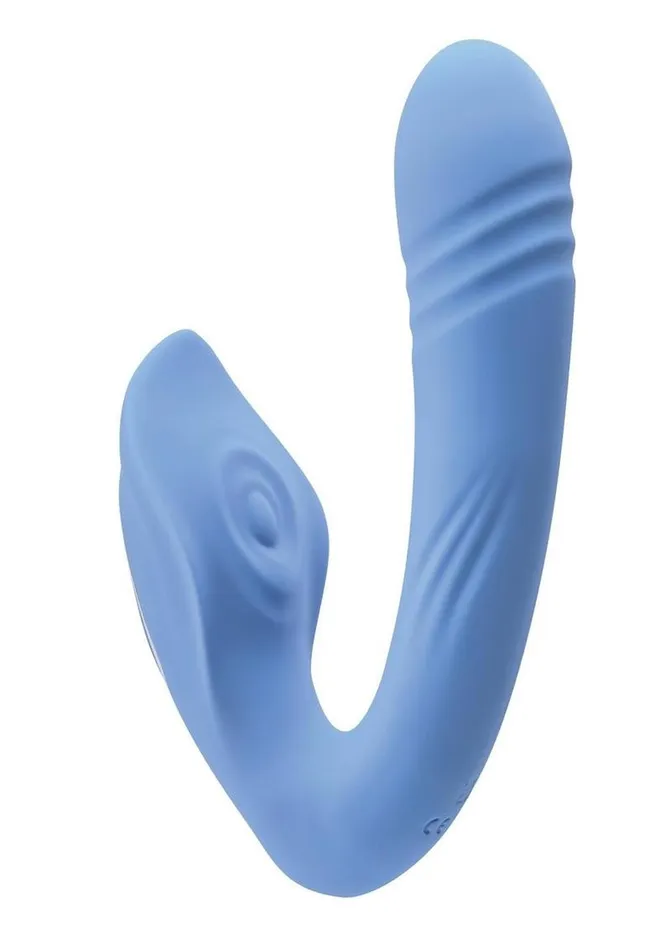 Evolved Female Sex Toys Tap and Thrust Rechargeable Silicone Vibrator with Clitoral Stimulation
