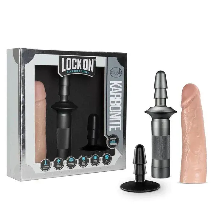 Female Sex Toys Blush Blush Lock On Karbonite Realistic 775 in Dildo with Handle Suction Cup Adapter