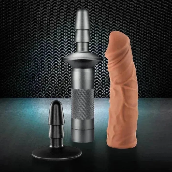 Female Sex Toys Blush Blush Lock On Karbonite Realistic 775 in Dildo with Handle Suction Cup Adapter