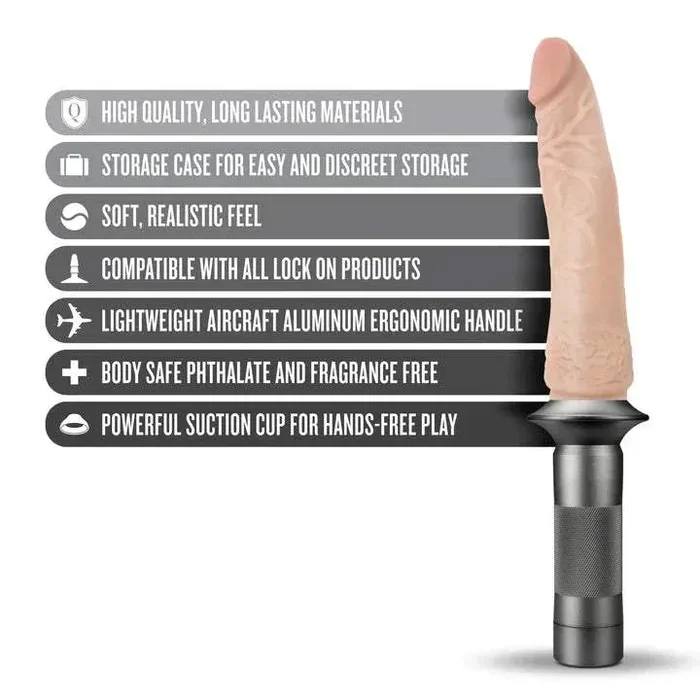Female Sex Toys Blush Blush Lock On Karbonite Realistic 775 in Dildo with Handle Suction Cup Adapter