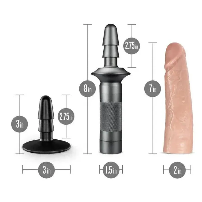 Female Sex Toys Blush Blush Lock On Karbonite Realistic 775 in Dildo with Handle Suction Cup Adapter