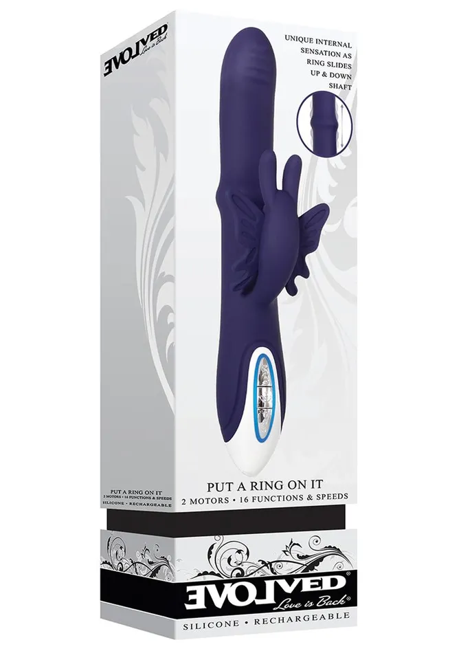 Female Sex Toys Evolved Put A Ring On It Rechargeable Silicone Vibrator with Sliding Shaft Ring
