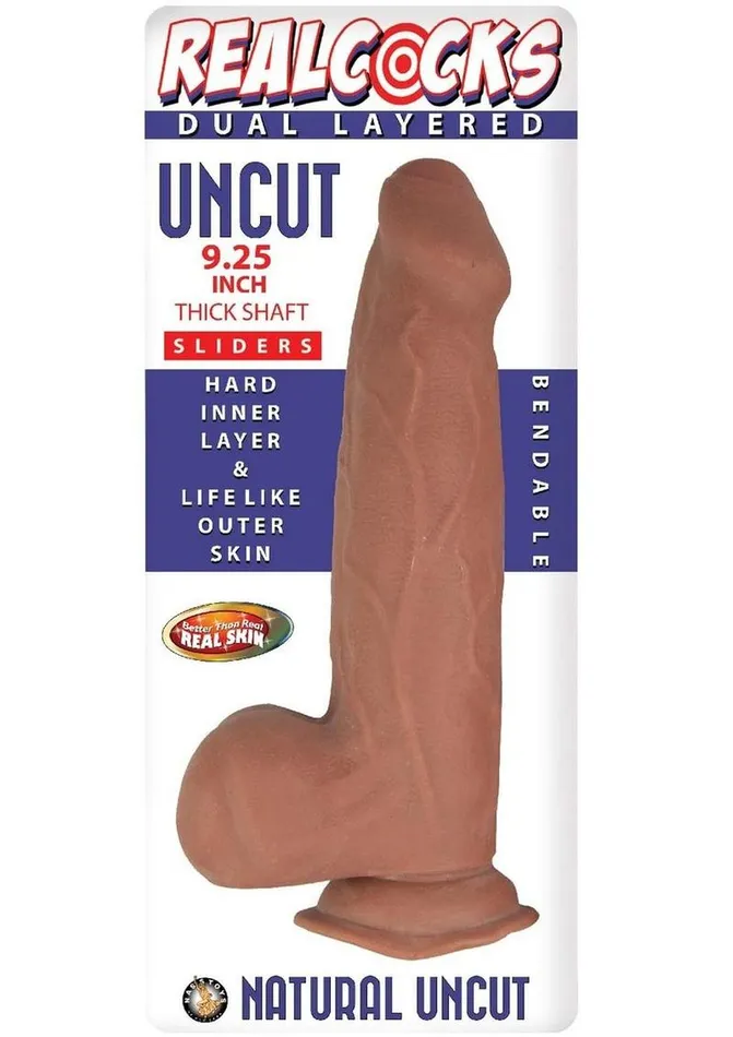 Female Sex Toys Realcocks Dual Layered Uncut Slider Thick Shaft Dildo Realcocks