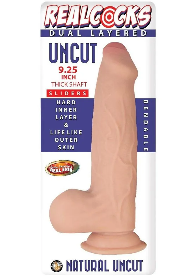 Female Sex Toys Realcocks Dual Layered Uncut Slider Thick Shaft Dildo Realcocks