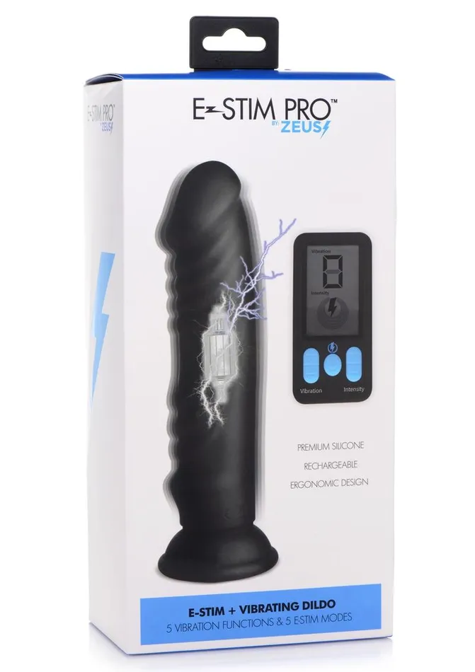 Female Sex Toys Zeus Vibrating and EStim Rechargeable Silicone Dildo with Remote Control Zeus Electrosex