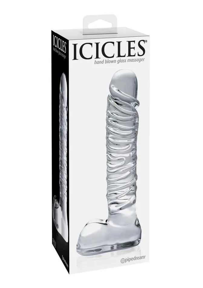 Icicles Dildos Icicles No 63 Textured Glass Dildo with Balls Icicles Dildos Icicles No 63 Textured Glass Dildo with Balls