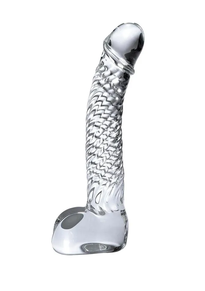 Icicles No 61 Textured Glass GSpot Dildo with Balls Icicles Dildos Icicles No 61 Textured Glass GSpot Dildo with Balls Icicles Dildos