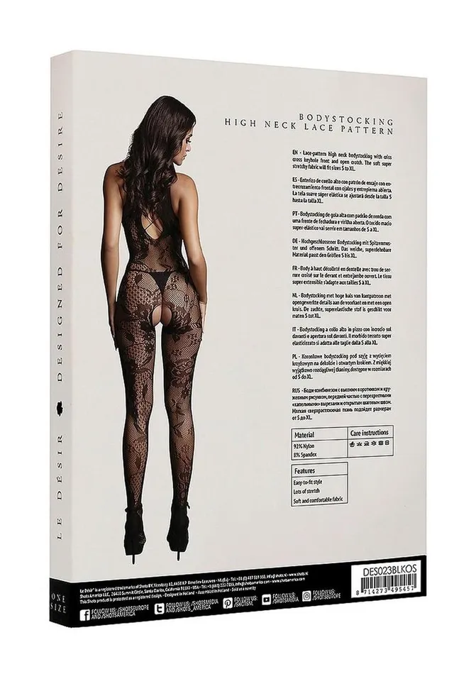 Le Desir Le Desir Criss Cross Neck Bodystocking Bodystockings Playsuits