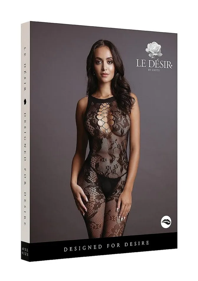 Le Desir Le Desir Criss Cross Neck Bodystocking Bodystockings Playsuits
